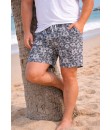 Short Estampado Elastano Plus Size Grande Bermuda floral Preto Cinza